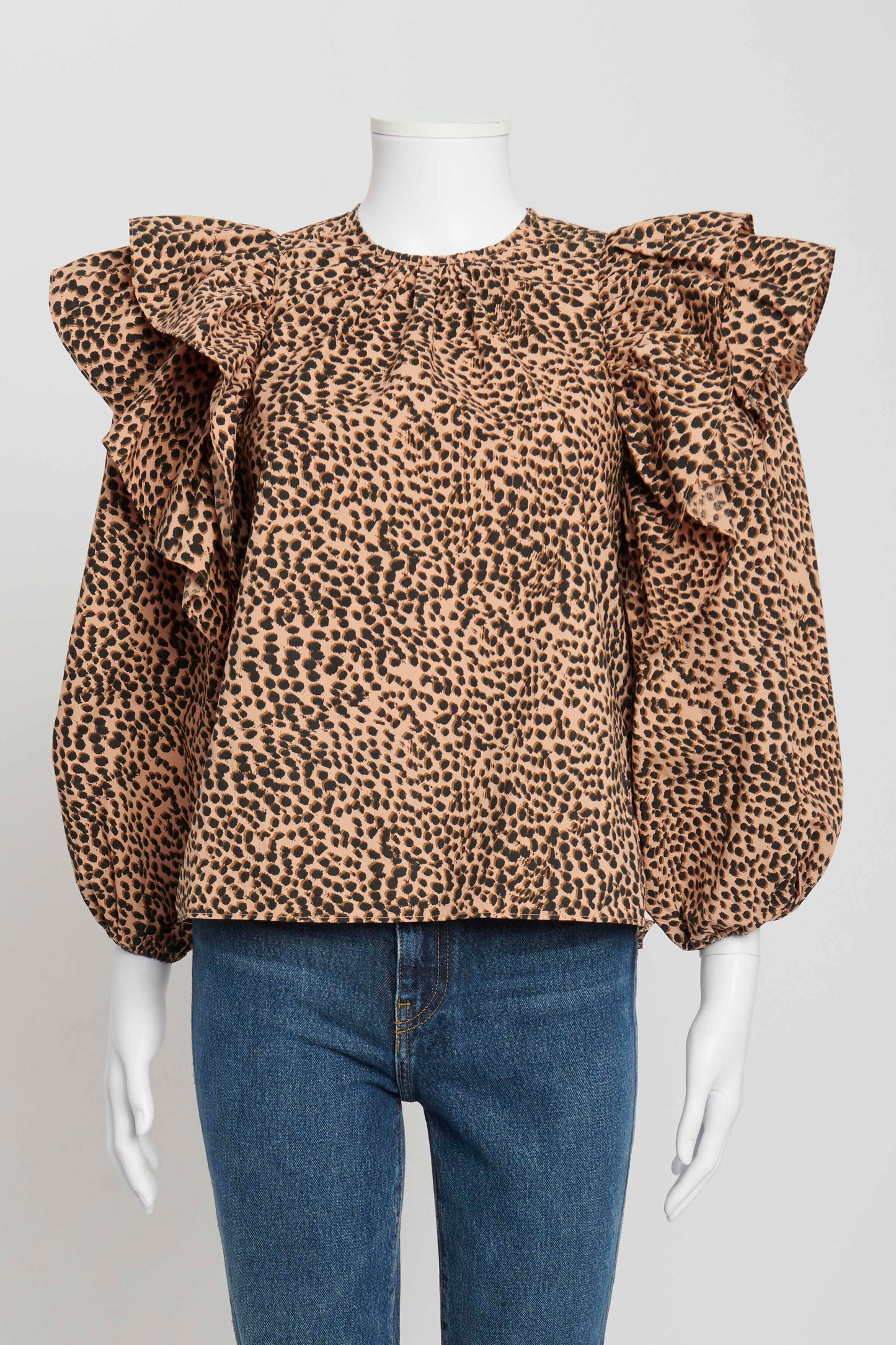 Mocha and Black Dotted Caasi Blouse