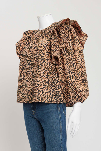 Mocha and Black Dotted Caasi Blouse