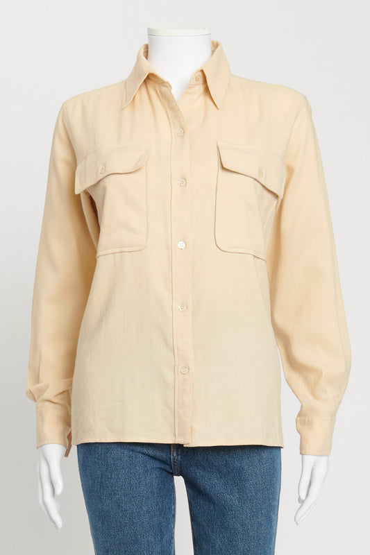 Pale Yellow Button Down Top