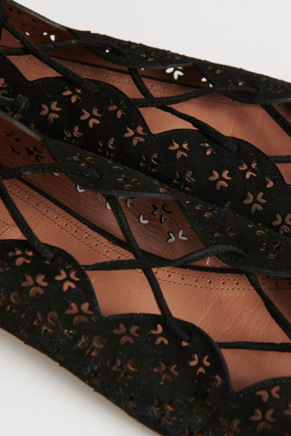 Black Suede Lace up Gladiator Sandals