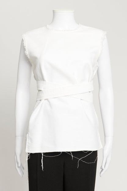 White Denim Top with Waist Tie