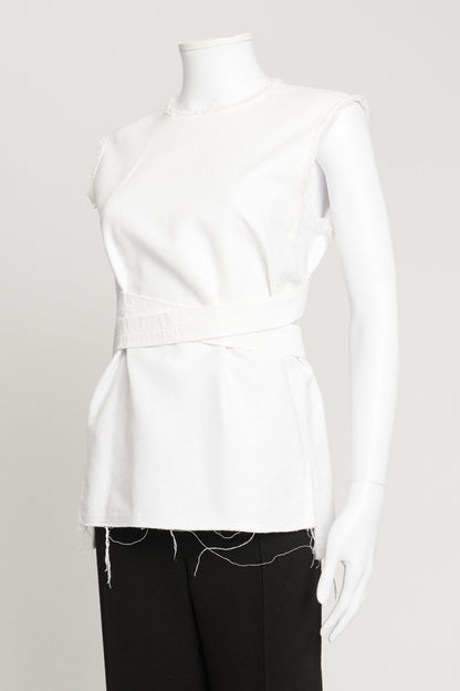 White Denim Top with Waist Tie