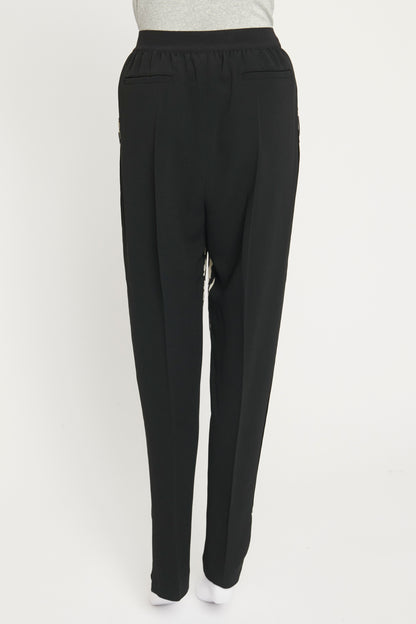 Black and White Abstract Tapered Trousers