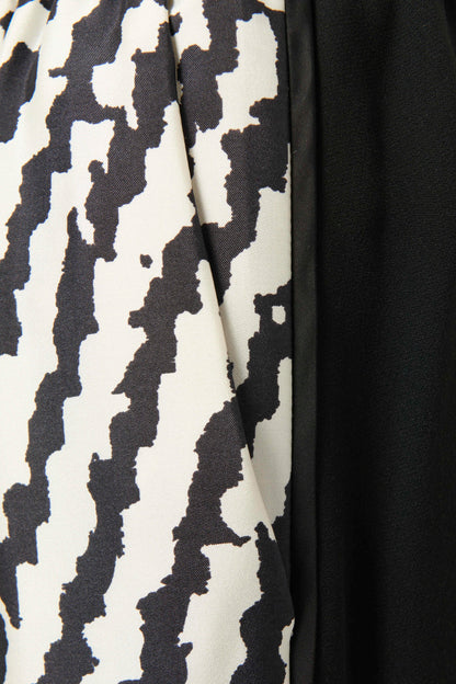 Black and White Abstract Tapered Trousers