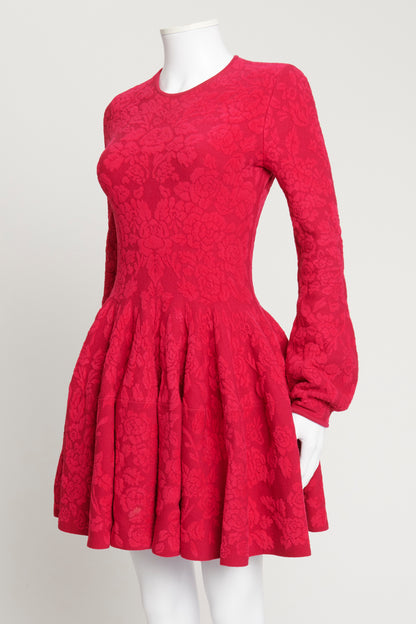 Hot Pink Intarsia Knit Mini Dress