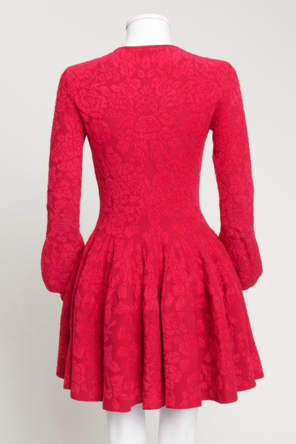 Hot Pink Intarsia Knit Mini Dress