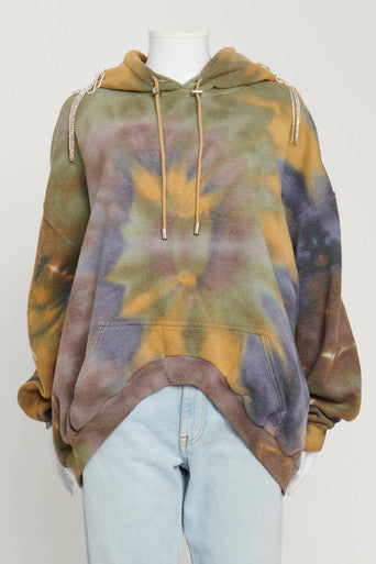 Multicolour Tie-Dye Hoodie with crystal embellishment