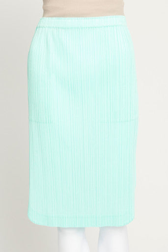 Turquoise Pleated Knee Length Skirt