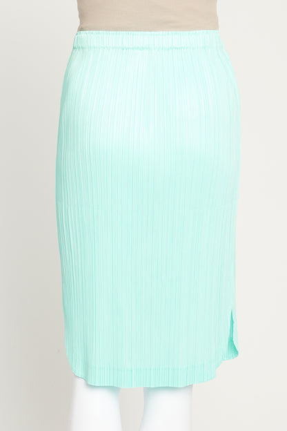 Turquoise Pleated Knee Length Skirt