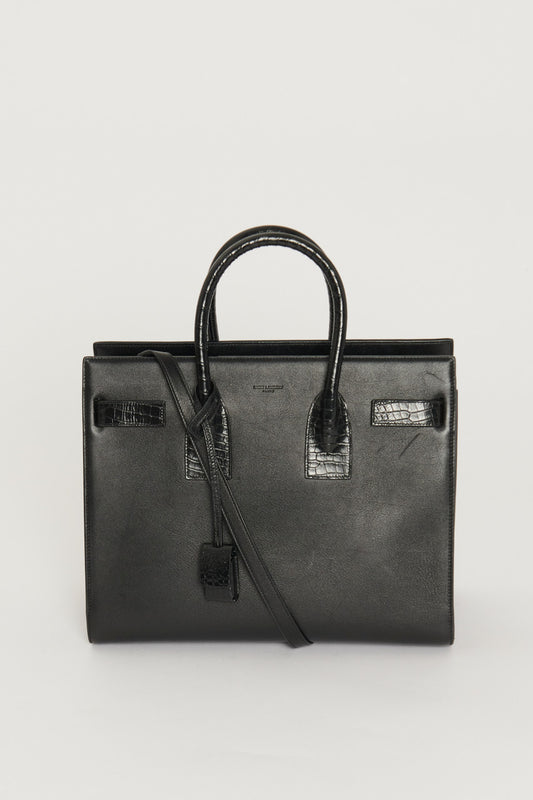 Black Leather Medium 'Sac De Jour' Preowned Bag