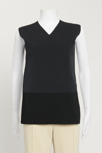 Navy Blue and Black Colour Block Top