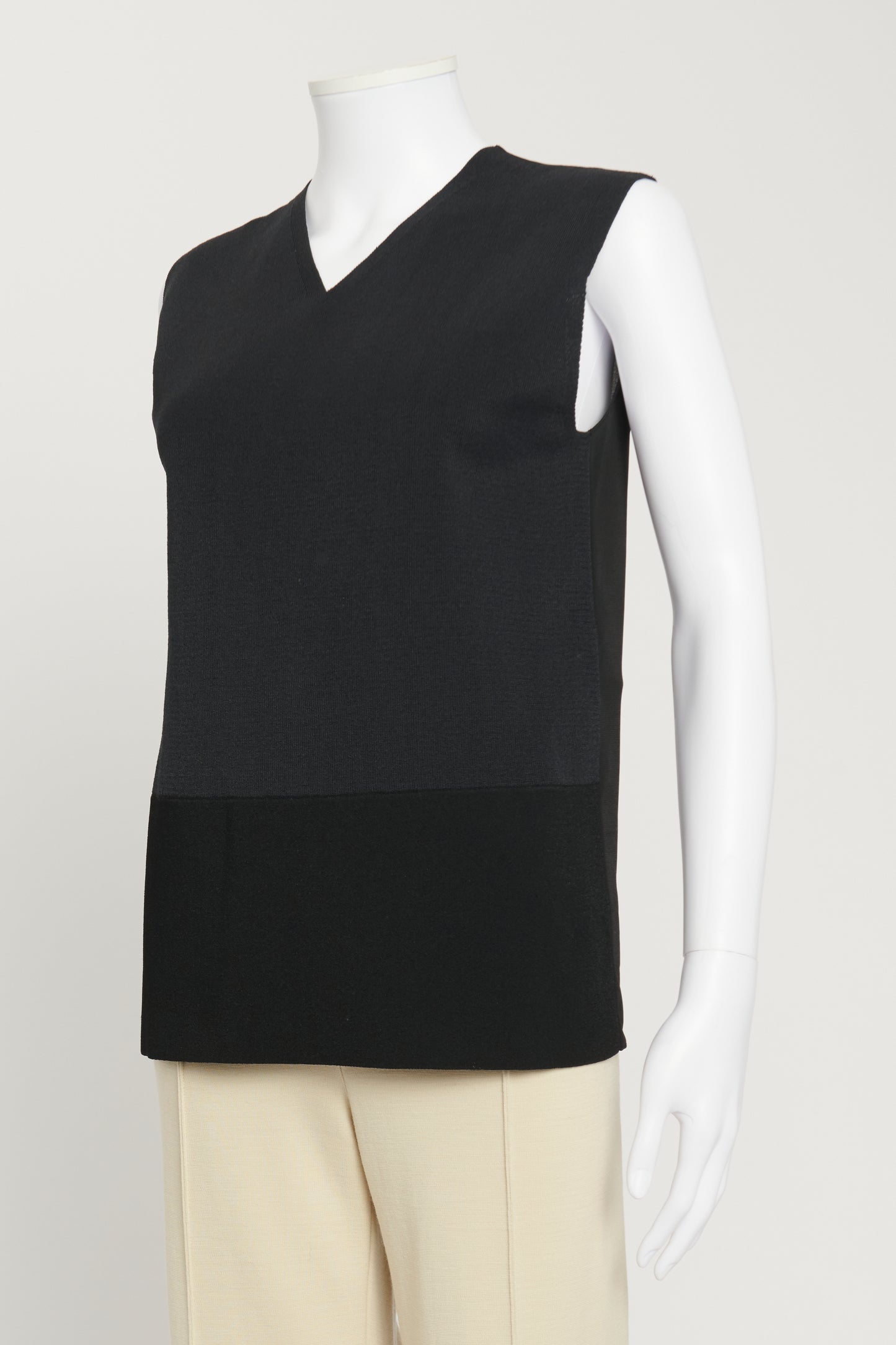 Navy Blue and Black Colour Block Top