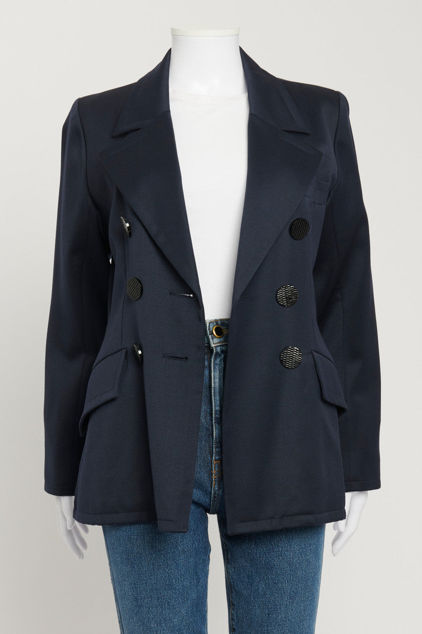 Navy Blue Wool Double Breasted Jacket
