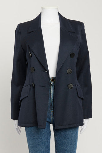Navy Blue Wool Double Breasted Jacket