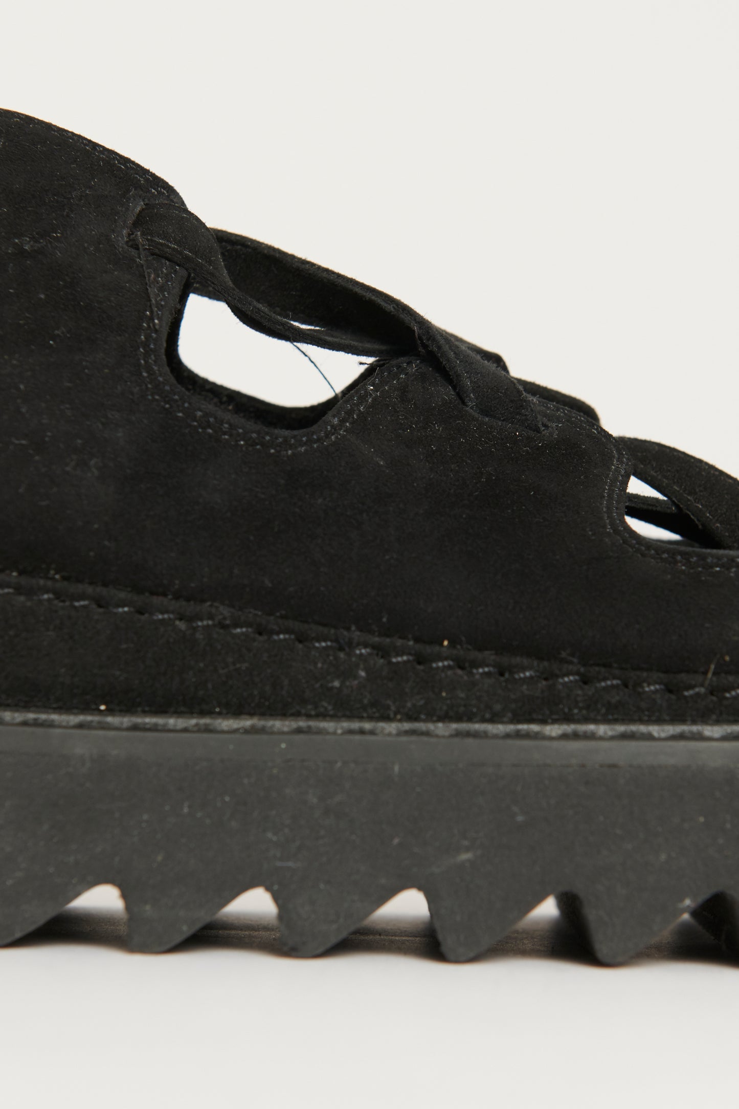 Black Suede Ankle Tie Platform Preowned Sandals