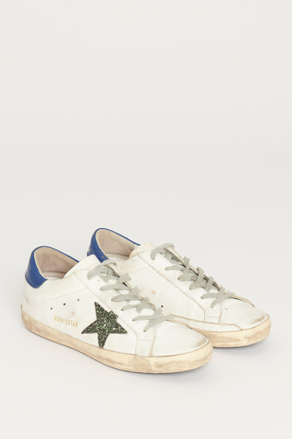 White Super Star Preowned Sneakers With Green Star