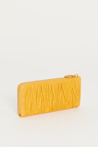 Mustard Yellow Quilted Leather Wallet