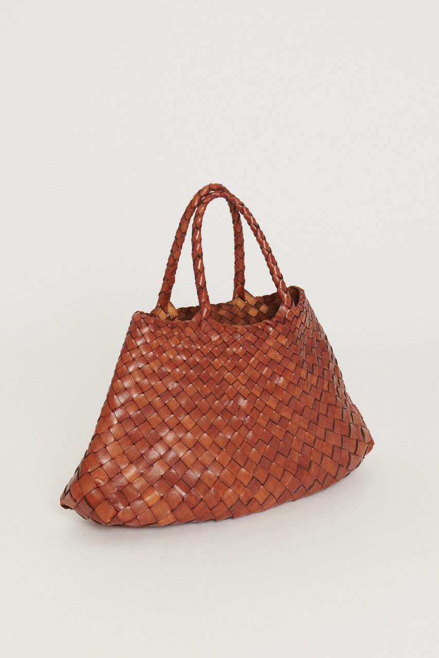Tan Santa Croce Woven-Leather Tote Bag
