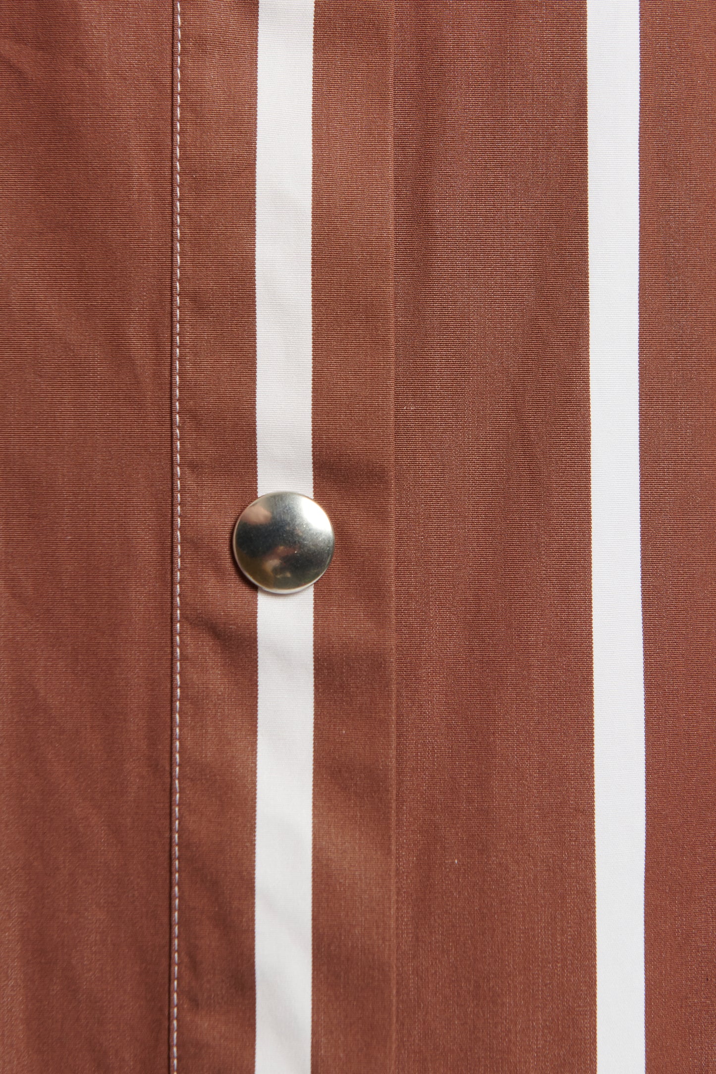 Brown And White Striped Collarless Dress