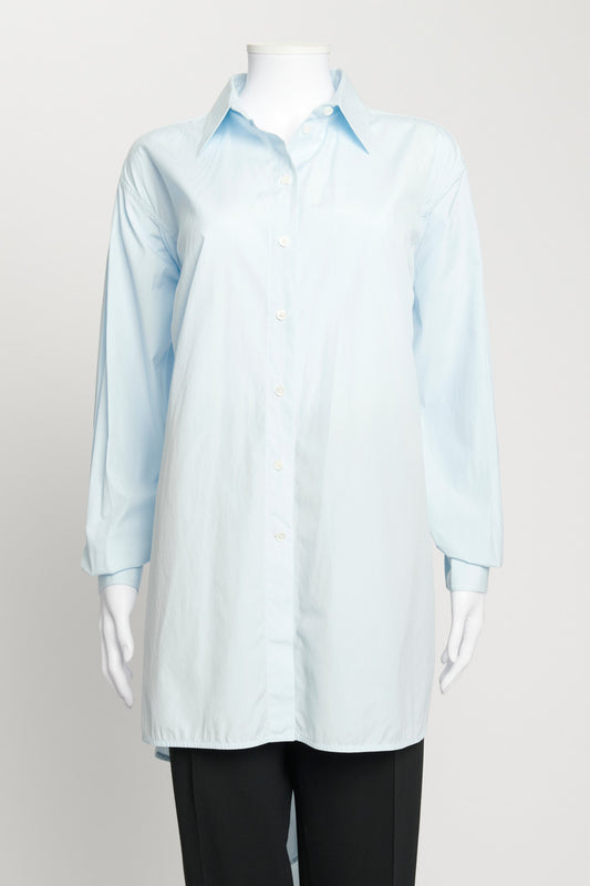 Baby Blue Button Down Preowned Shirt with Wrap Around Tie