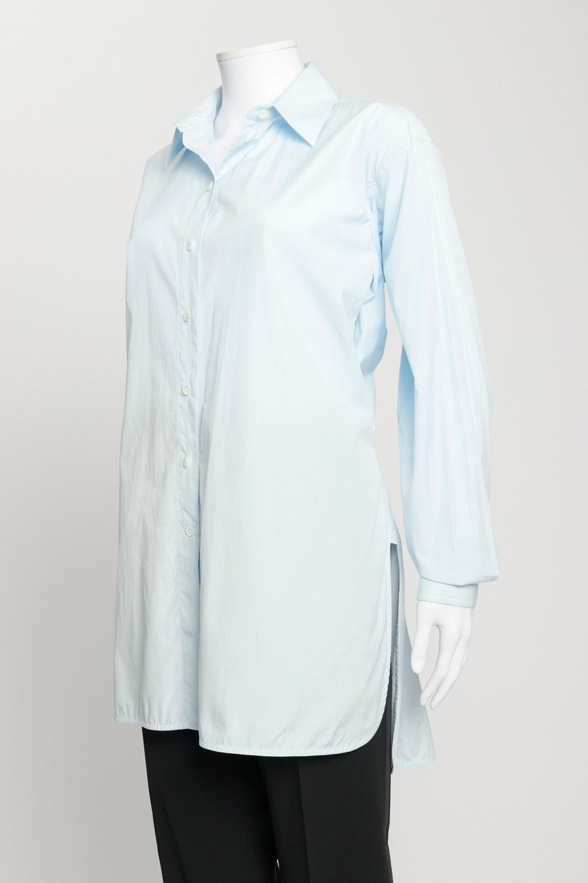 Baby Blue Button Down Preowned Shirt with Wrap Around Tie