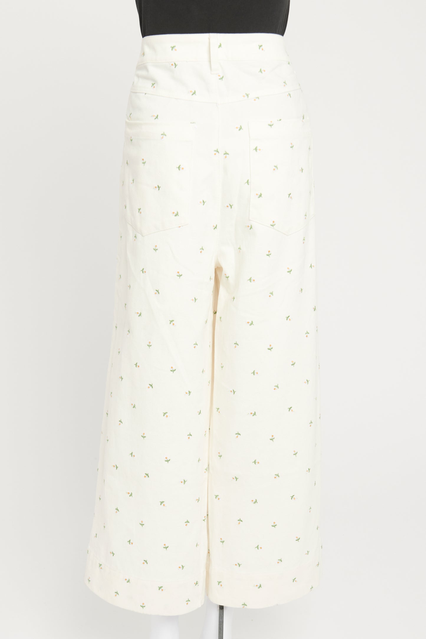White Hana Daisy Embroidery Jeans