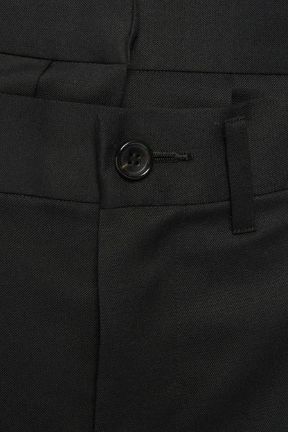Black Wool Double Layered Midi Skirt