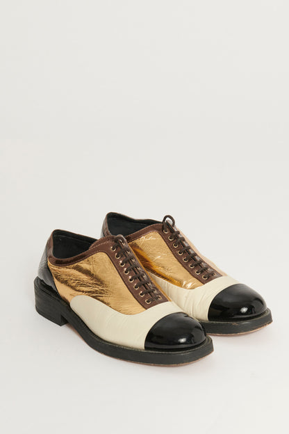Contrast Patent Leather Lace Up Preowned Brogues