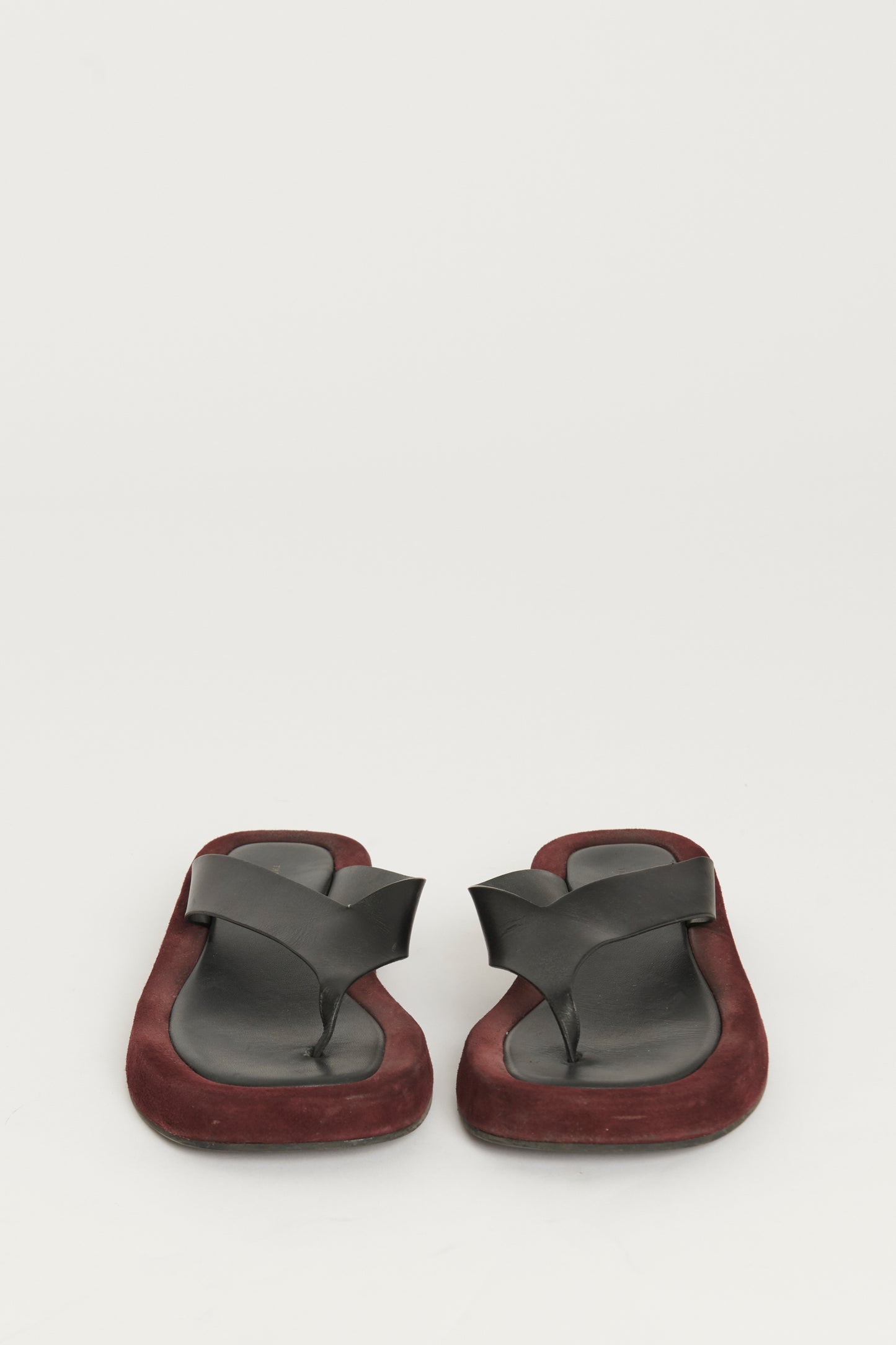 Burgundy and Black Thong Preowned Platform Sandals