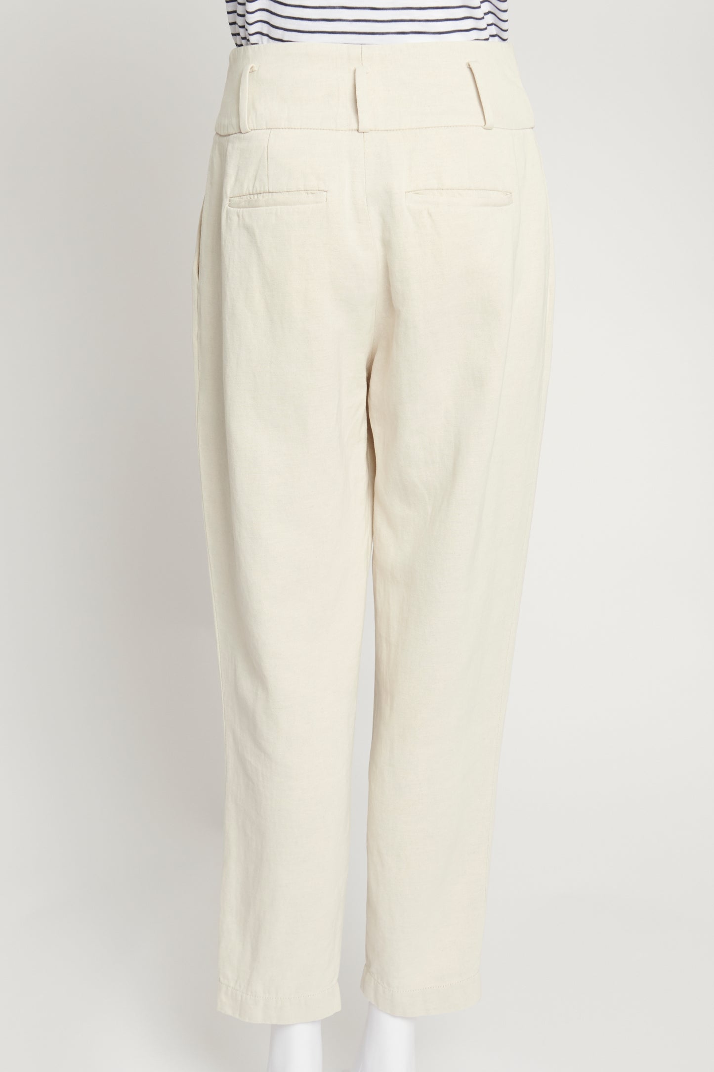 Cream Cotton Crepe Trousers