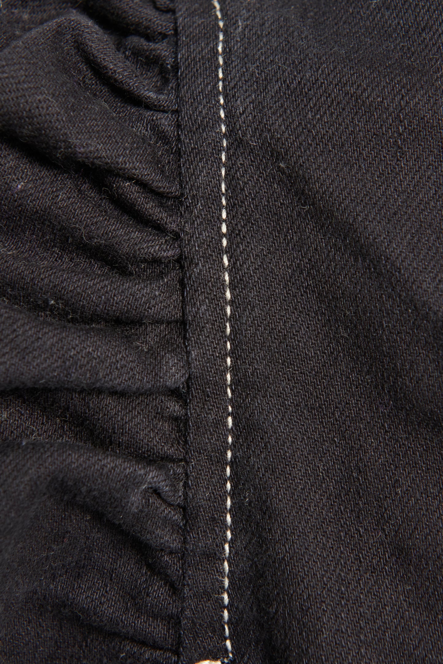 Dark Navy Blue Denim Preowned Top with White Stitching