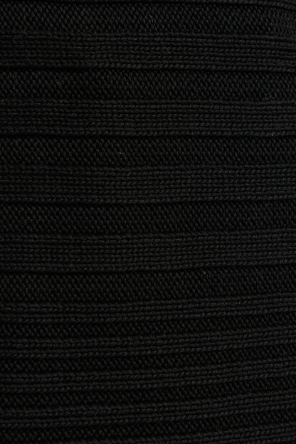 Black Ribbed Knit Asymmetric Preowned Vest Top