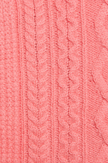 Pink Tayle Cable-Knit Wool Preowned Jumper