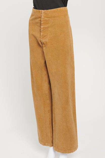 Camel Over-Washed Menswear Cargo Trousers