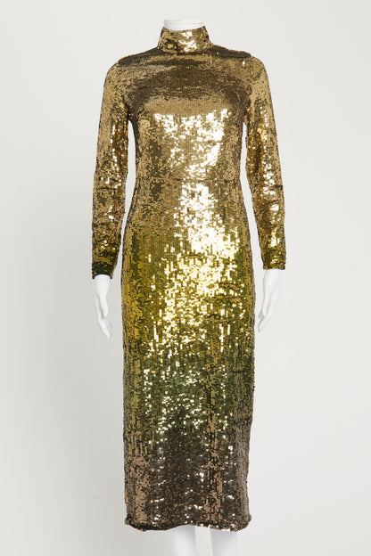 Gold Ruth Sequin Fitted Dress