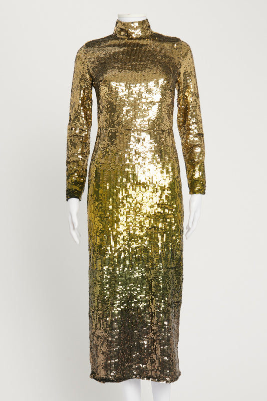Gold Ruth Sequin Fitted Dress