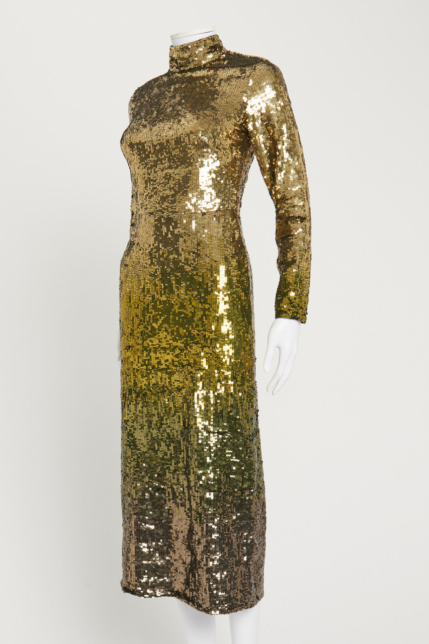 Gold Ruth Sequin Fitted Dress