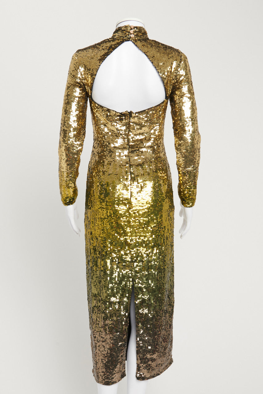 Gold Ruth Sequin Fitted Dress