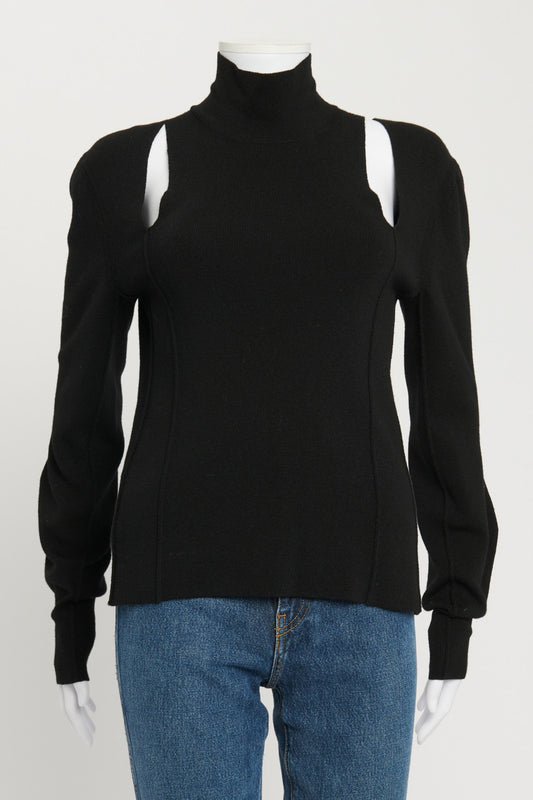 Black Cut Out High Neck Preowned Jumper