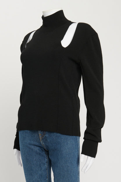 Black Cut Out High Neck Preowned Jumper