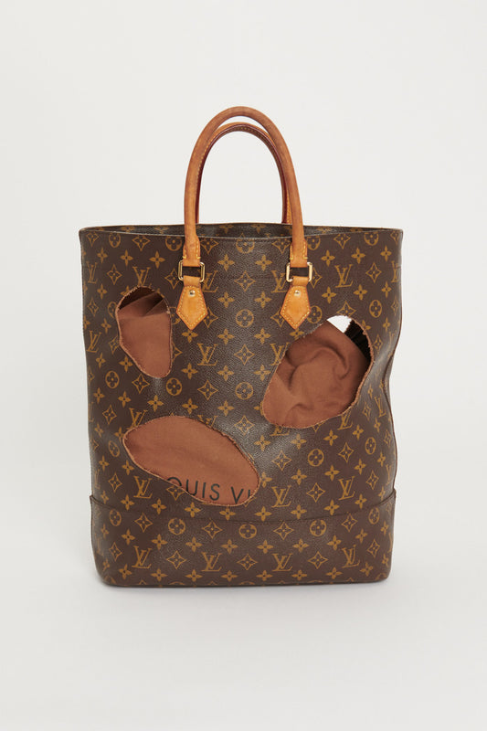 2014 Brown Leather Monogram Canvas Preowned Halls Tote