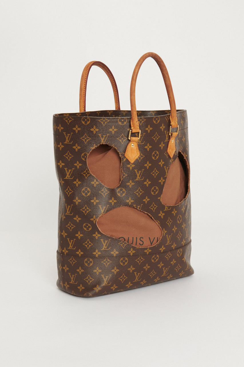 2014 Brown Leather Monogram Canvas Preowned Halls Tote