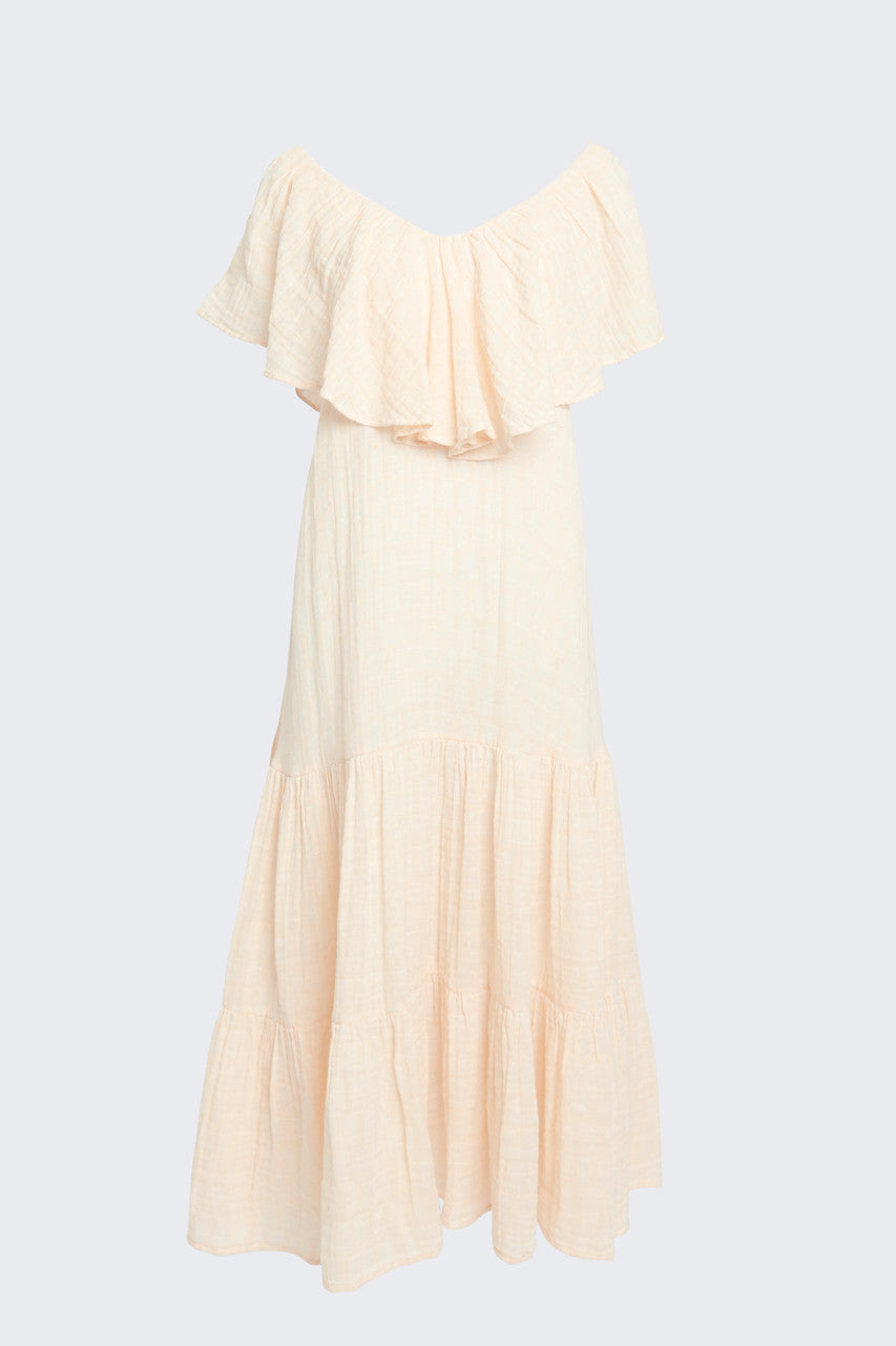 Pale Peach Lily Elisabeth Ruffle Maxi Dress