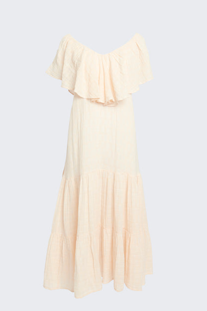Pale Peach Lily Elisabeth Ruffle Maxi Dress