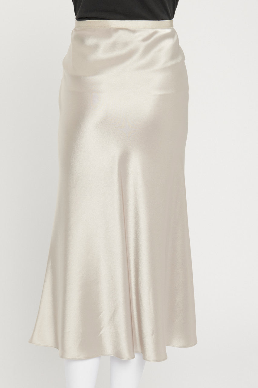 Pale Silver Satin A-Line Skirt