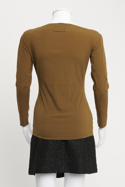 Olive Green Square Neck Fitted Preowned Top