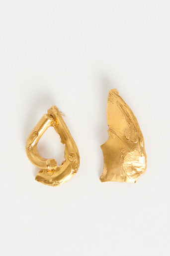 Yellow Gold Plated Textured Earrings
