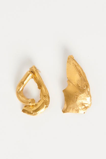 Yellow Gold Plated Textured Earrings