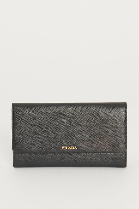 Black Saffiano Leather Travel Wallet