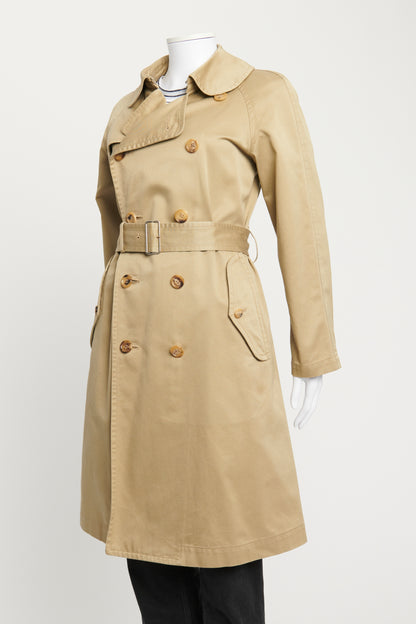 Khaki Double Breasted Preowned Trench Coat with Waist Belt